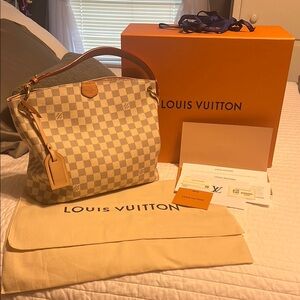 Authentic Louis Vuitton Graceful PM hobo in Damier Azur Canvas